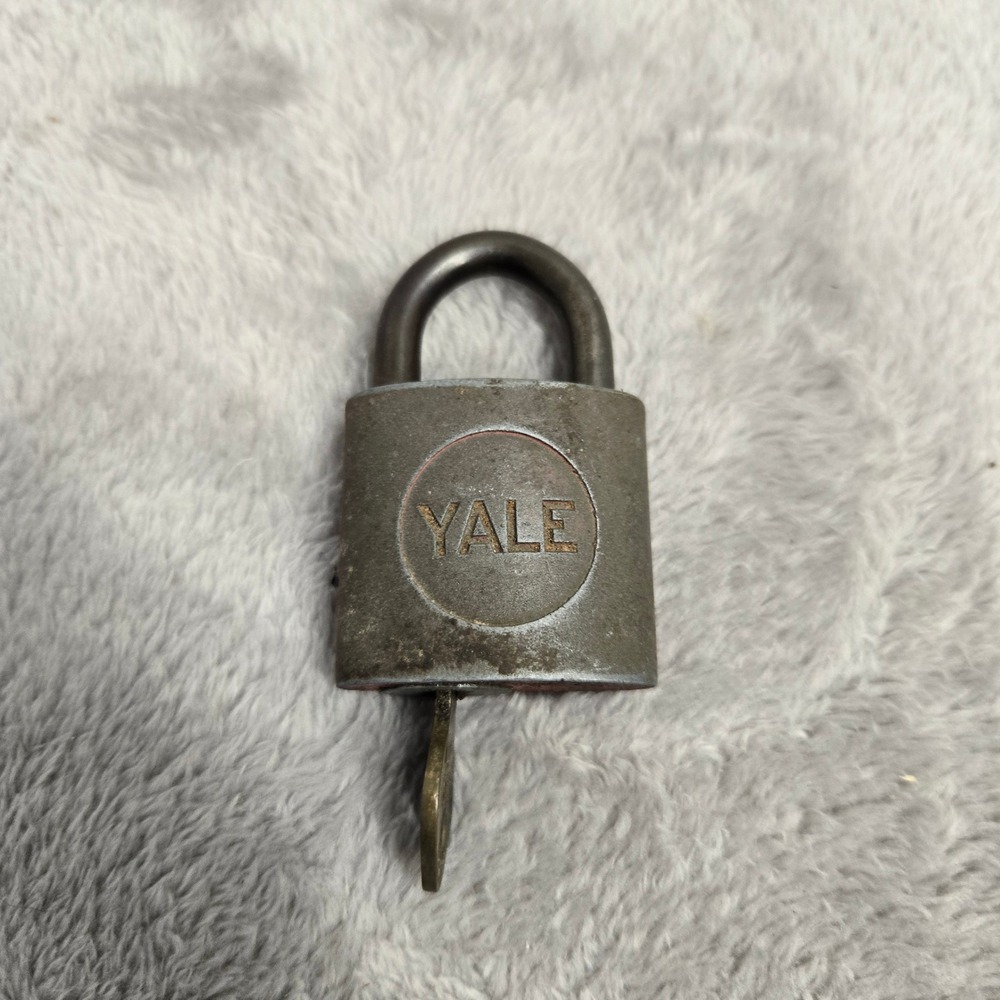 Vintage Yale Padlock with Key PS911 Red Industrial Antique Metal Lock